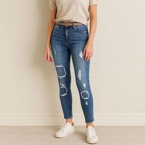 NEW Sanctuary High Waisted Robbie Rip‎ Repair Skinny Ankle Jeans Distressed 25